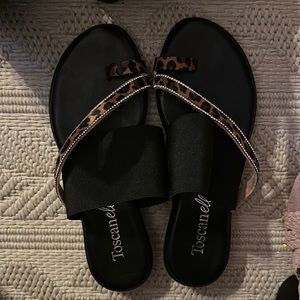 Cheetah/ Black Sandals